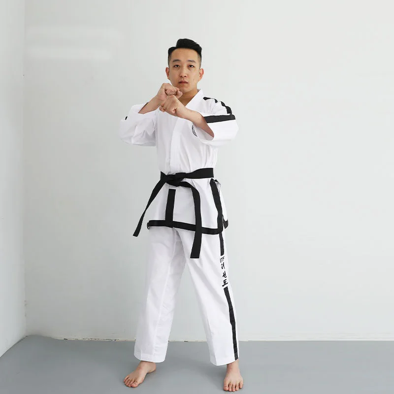 

Одежда для тхэквондо с вышивкой, сверхлегкий дышащий мужской и женский костюм бойца каратэ, униформа ITF Instructor Master, добок