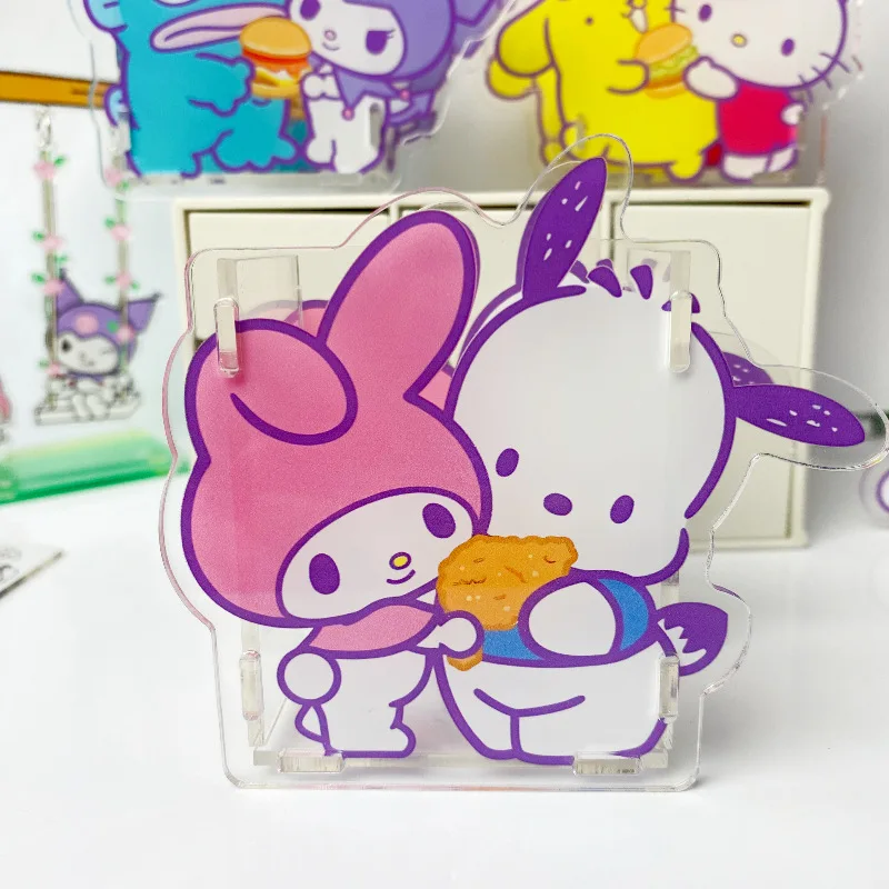 Kawaii Kitty Pom Pom Purin Pen Holder Cartoon Stationery Storage Box Hanton Kuromi Acrylic Desktop Ornament Gift