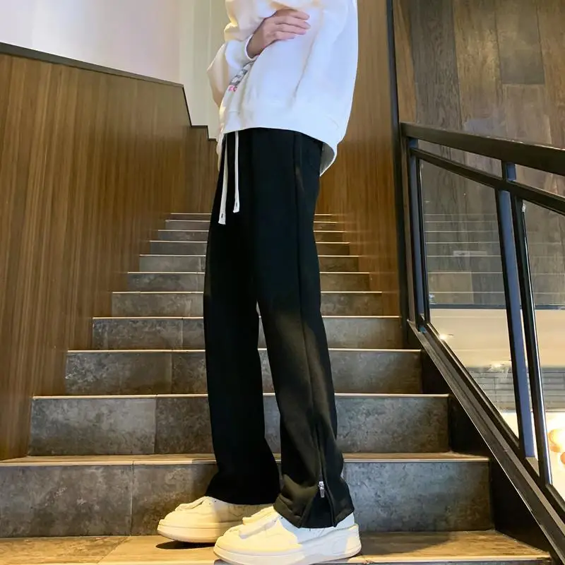 

Spring Autumn Heavyweight American Style Zipper Trendy Brand Slim Fit Sports Straight Casual Pants