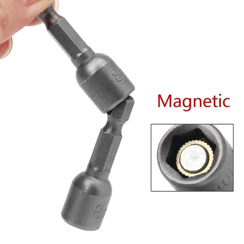 5pcs 8mm Socket Magnetic Nut Driver Hex Head Shank Impact Socket Power Drill Bit 1/4 Hex Shank Drill Bit Length 42mm Power Tool