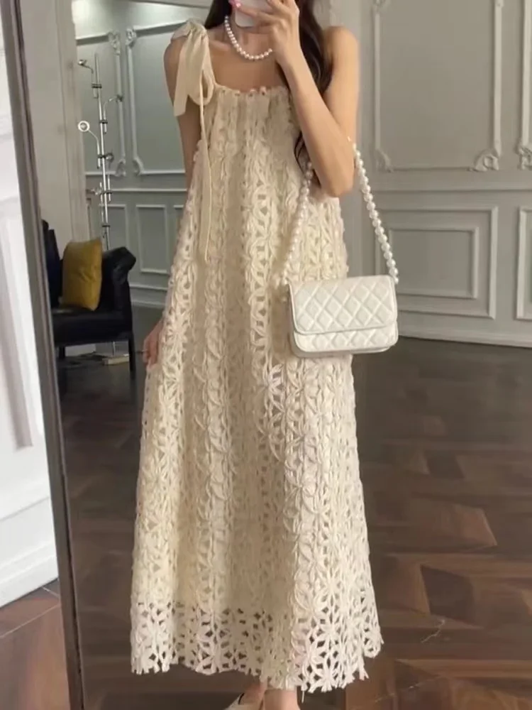 여성용 비치 드레스, 여름 해변 휴일, 느슨한 민소매 원피스 홀터 드레스