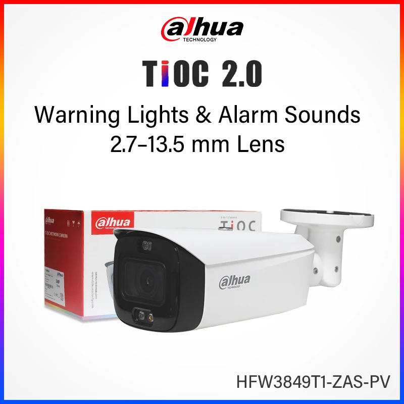 

Камера Dahua TiOC 2.0 4MP 8MP Full Color с моторизованным вариофокальным объективом, интеллектуальной двойной подсветкой, активным сдерживанием, двусторонней связью HFW3849T1-ZAS-PV
