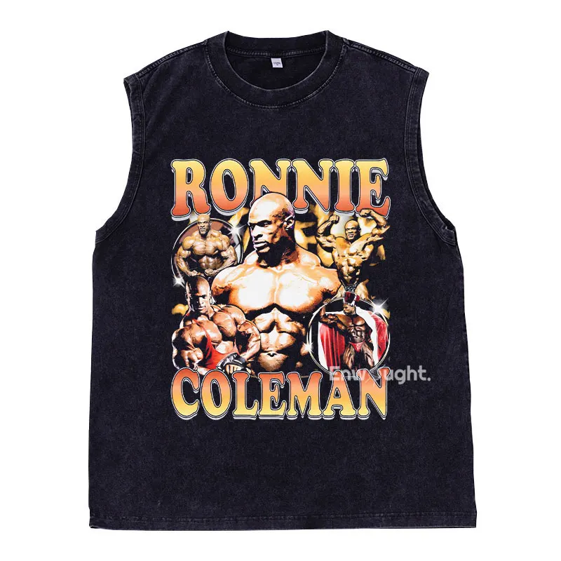 

Ronnie Coleman майки винтажный мытый жилет для бодибилдинга хип-хоп DTG футболка с короткими рукавами и принтом футболка большого размера 100% хлопок