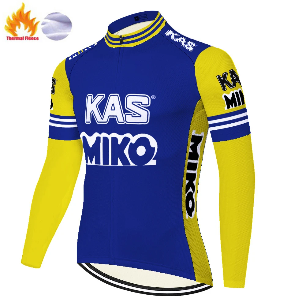 Kas Retro Winter Thermal Fleece Ropa Invierno Camiseta Jersey Camisa Masculina Mallots Ciclismo Hombre Ciclismo Masculino