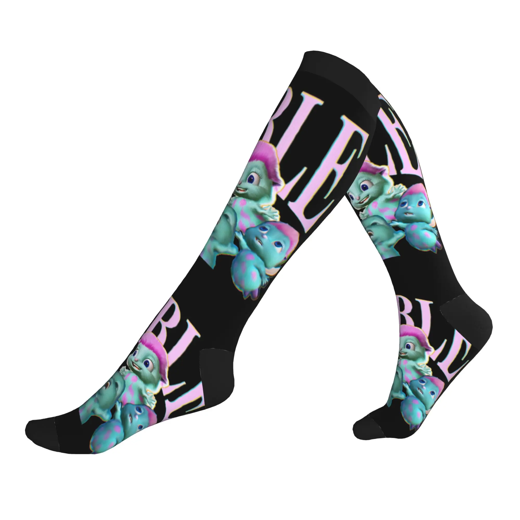 Novelty Print Bibble Meme Cartoon Socks for Men Women Stretchy Summer Autumn Winter  Sports Compression Socks