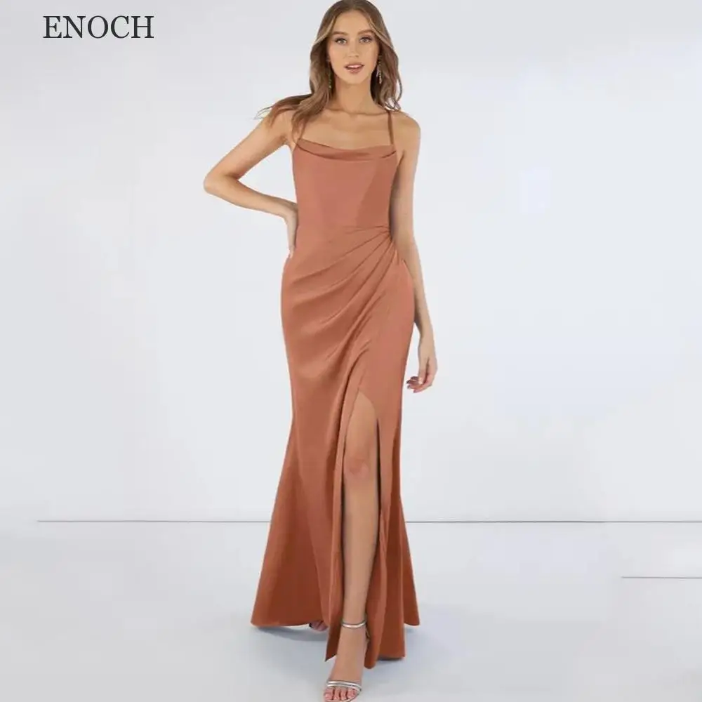 

ENOCH Simple Mermaid Side Split Bridesmaid Dresses Sleeveless Backless Criss-Cross Party Dresses Custom Made Vestidos De Gala