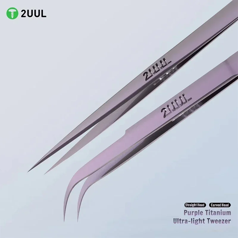 

2UUL Ti21 Ti22 Титановый сверхлегкий пинцет Фиолетовый изогнутый/прямой для ремонта мобильных телефонов Высокоточные летающие проволочные пинцеты