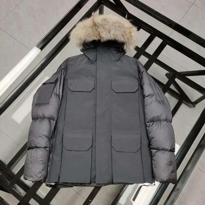 Cana*a Go*se Solid Color Windproof Crop Puffer Jacket Unisex Winter Thick Short Style 90% White Goose Down Jacket Mens Outerwear