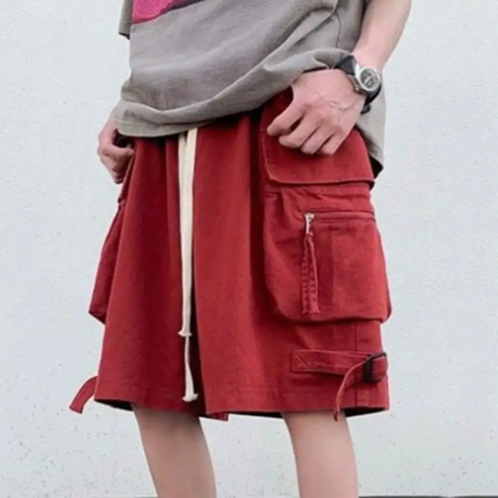 

Casual Summer Pants Loose Wide Leg Shorts Outdoor Activities Slight Stretch Fabric Solid Pattern Fashion Cargo Shorts