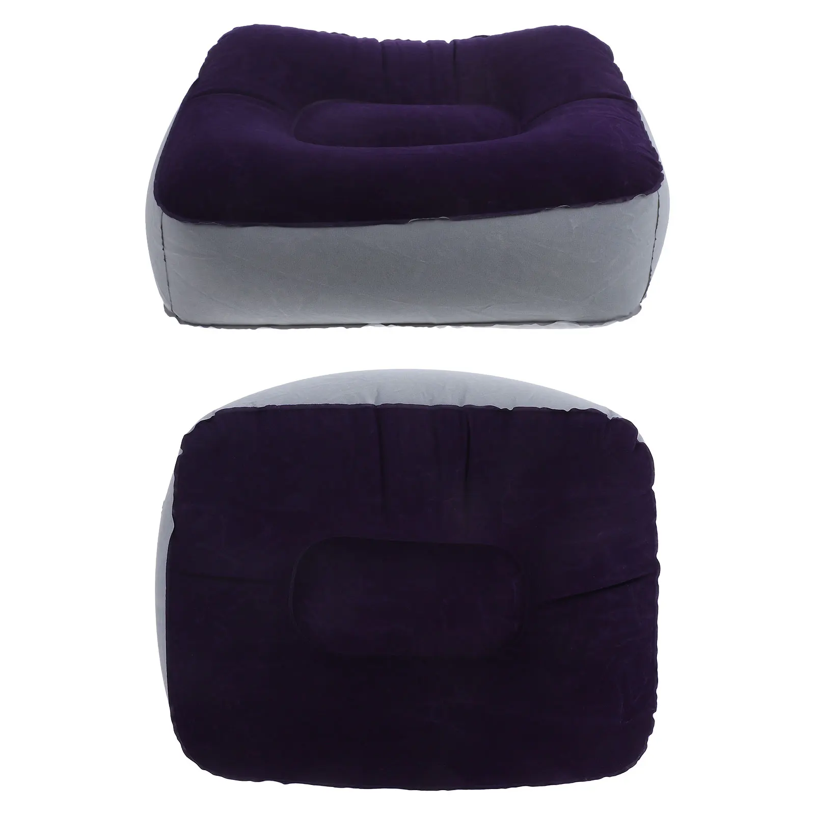 

2 pcs Inflatable Foot Rest Pillow Cushion For Travel Pvc Flocking Fabric Comfortable Odorless Collapsible Footstool For Airplane