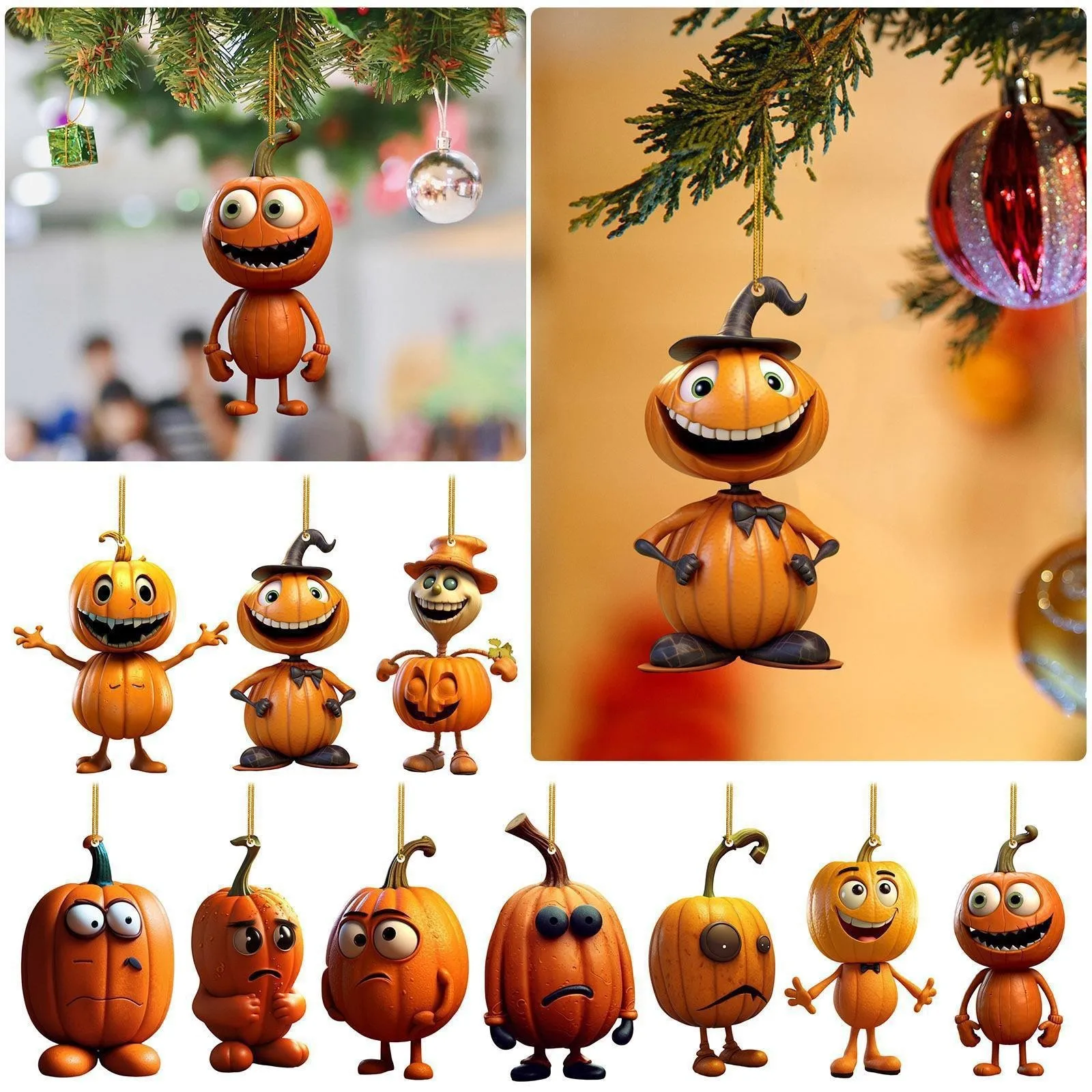 New Halloween Pumpkin Outdoor Decoration Home Car Ornament Ghost Party Pumpkin Acrylic Craft