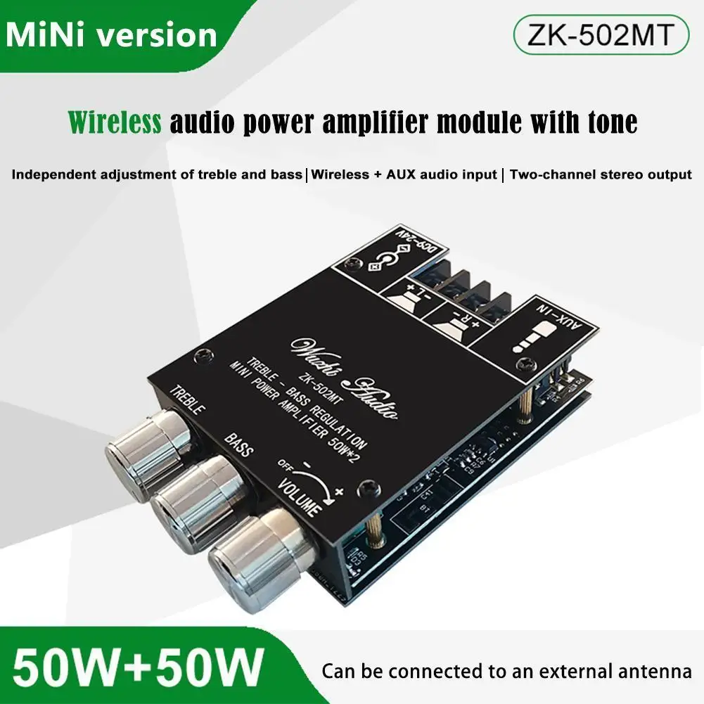 ZK-502MT Subwoofer Amplifier Module 2x50W 2.0 Channel High Power Bass Board Kit