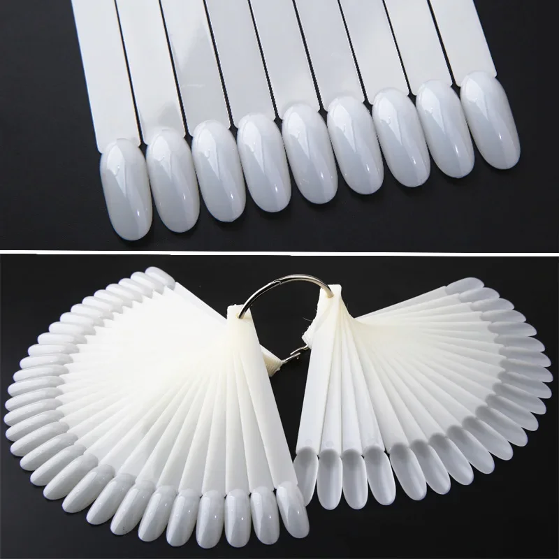 

fake nails 50 Pcs Nail Polish Gel Color Palette Card Display Shelf Practice Training Fan Shaped Showing Sticks Manicure Tool