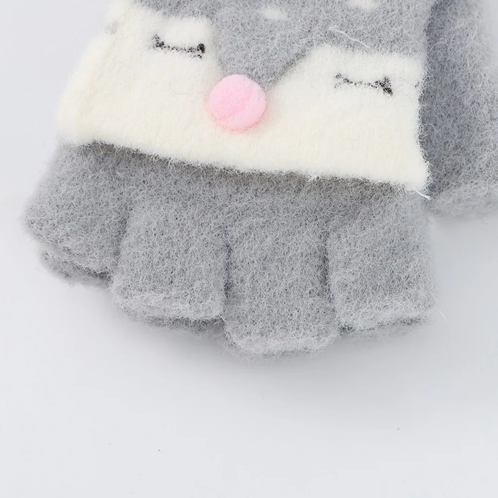 Lovely Thick Gloves Winter Warm Cold-proof Fingerless Gloves Breathable Knitting Mittens