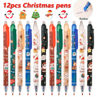 12pcs/set Christmas Erasable Gel Pen-Santa Claus/reindeer/Christmas Snowman/Christmas Tree/Christmas Bear/Christmas Gift 0.5MM