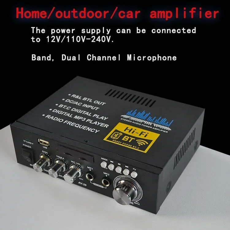 

Durable Bluetooth 2.0 High-power Amplifier 220V Home Mini Card Receiver USB Drive with Karaoke Bass Speaker