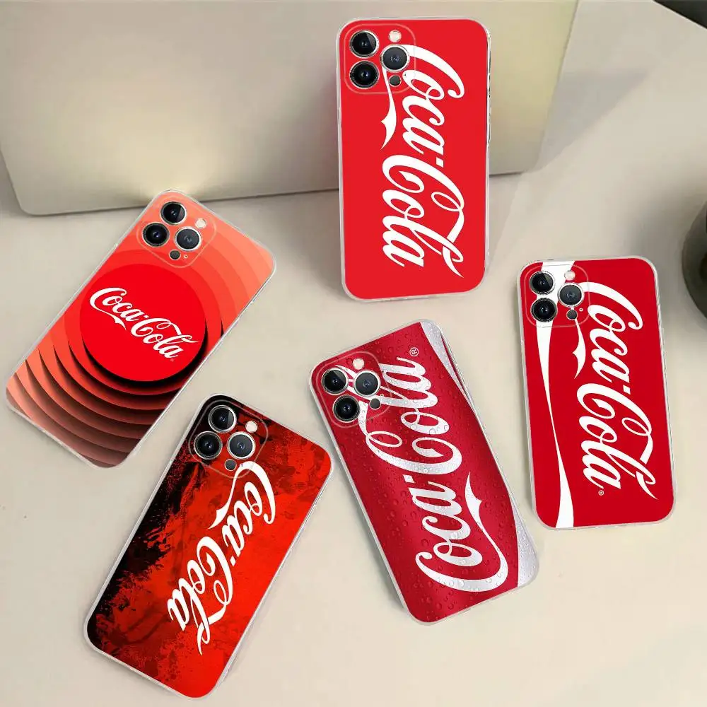 Funda Transparente con Logotipo de Coca-Cola para iPhone 17, 16, 15, 14, 13, 12 Mini, 11 Pro Max