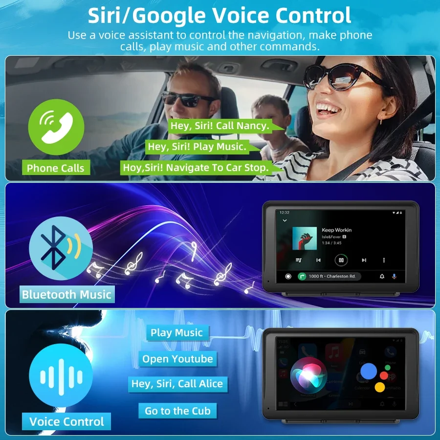 AWESAFE 7 بوصة حامل مغناطيسي محمول CarPlay لاسلكي لأجهزة Apple Android Auto Car Stereo GPS شاشة عمودية أفقية بلوتوث #5