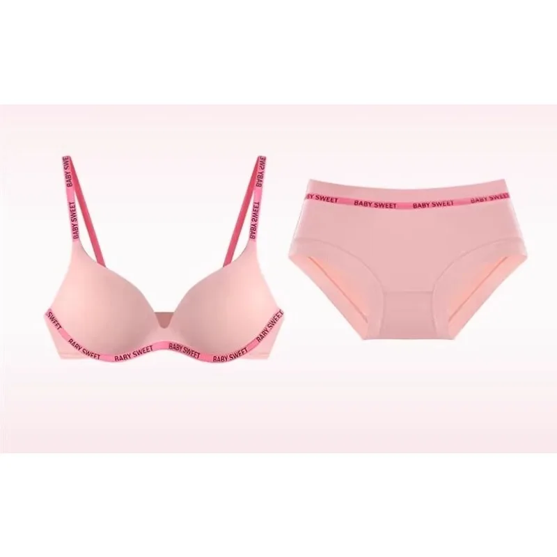 Fashion Dopamine Colorful Seamless Bra Set Sexy Push Up Small Bust Lift Wireless Soft Back Smoothing Daily Casual Plus Size S-XL