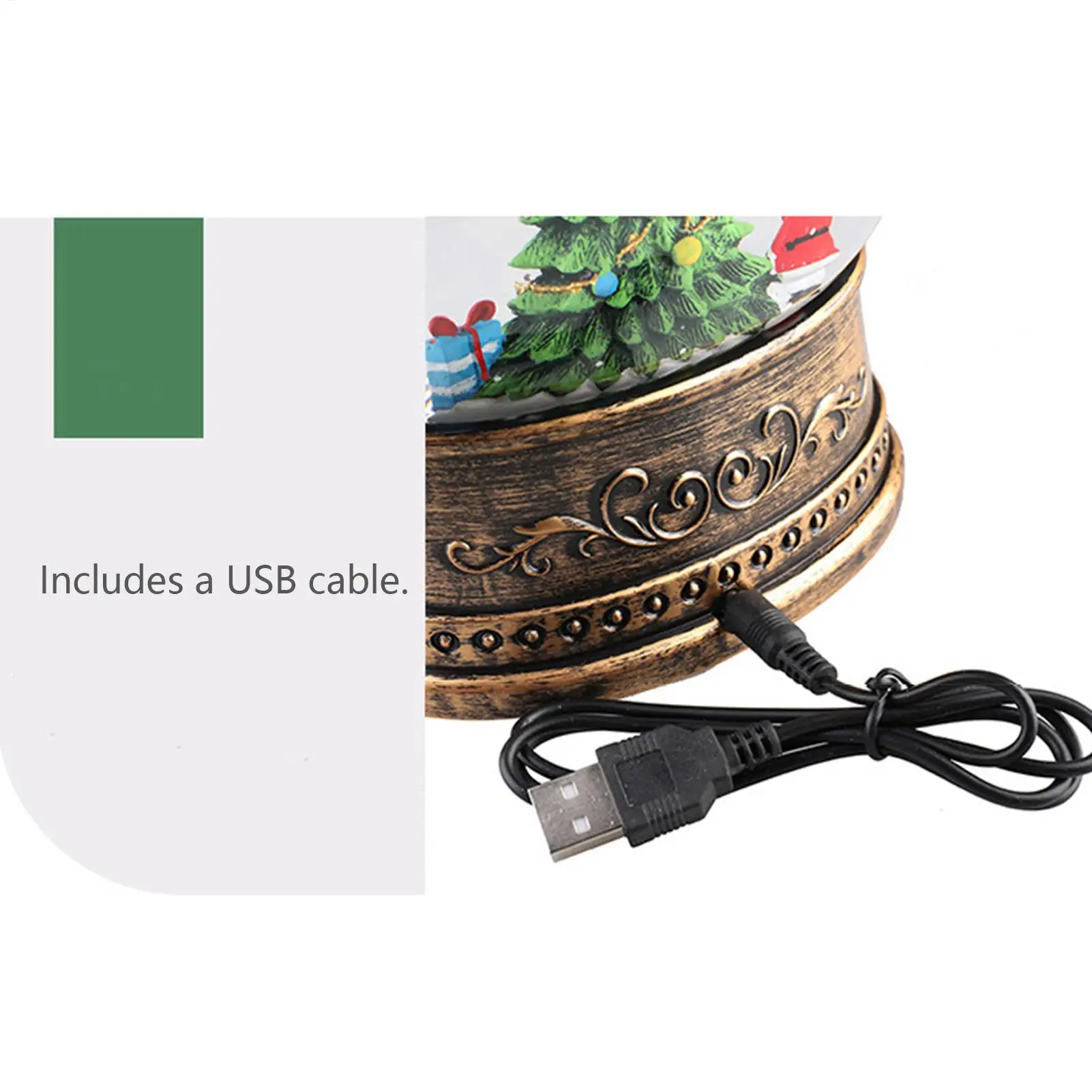 

Christmas Snow Globe With Music USB & Battery Holiday Decor Glittering Musical Snow Globe For Family Indoor Holiday Party