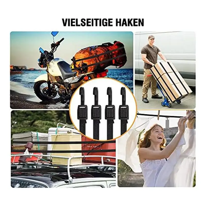 A89X Bungee with Hooks,4Pcs Expanders with Hooks,100cm Adjustable Elastic Strap for Bicycle Carriers,Motorcycles