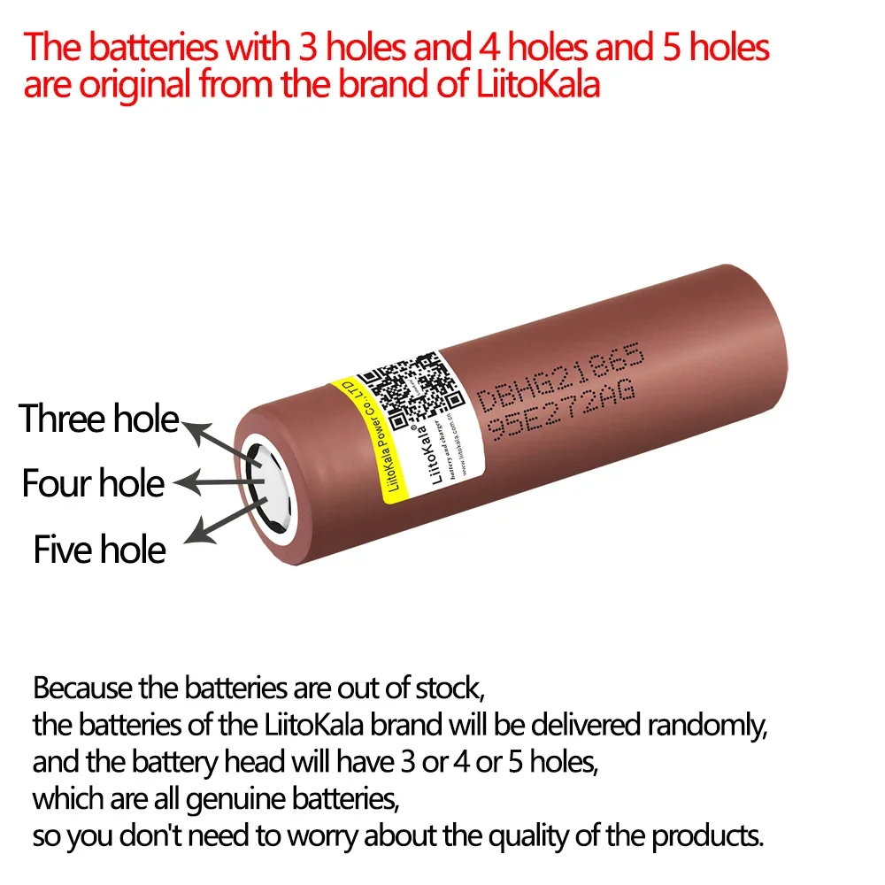 LiitoKala New Original 3.7v 18650 HG2 3000mAh Lithium Rechargeable Batteries Continuous Discharge 30A For Drone Power Tools Toys