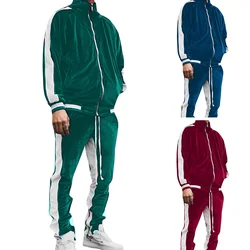 Pantaloni lunghi da uomo Set Set casual allentato in due pezzi Cerniera Tuta a maniche lunghe Autunno Inverno Cappotti Elastico in vita Set da uomo Pantalone