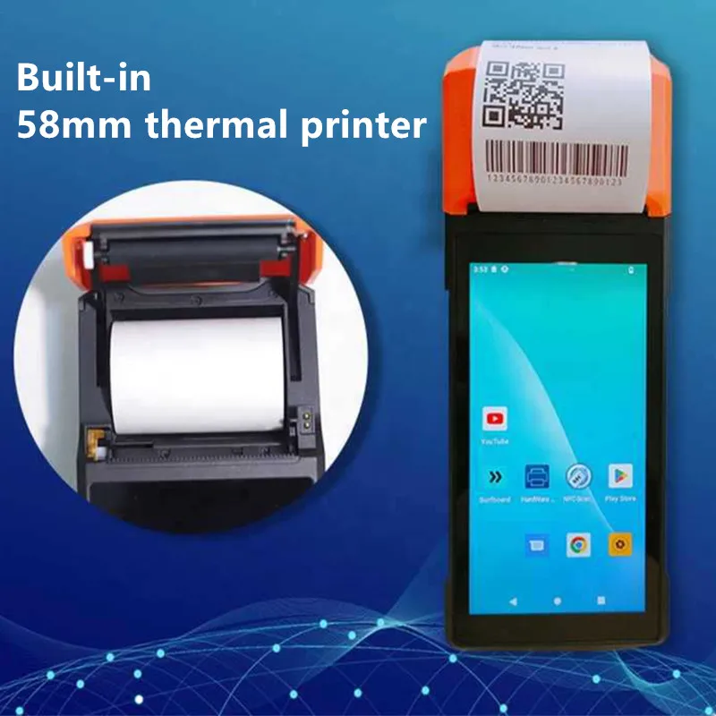 Handheld Mobile Payment Cash Register 5.5-inch Touch Screen Android 13/14 POS Terminal Machine NFC Scanner 58mm Thermal Printer