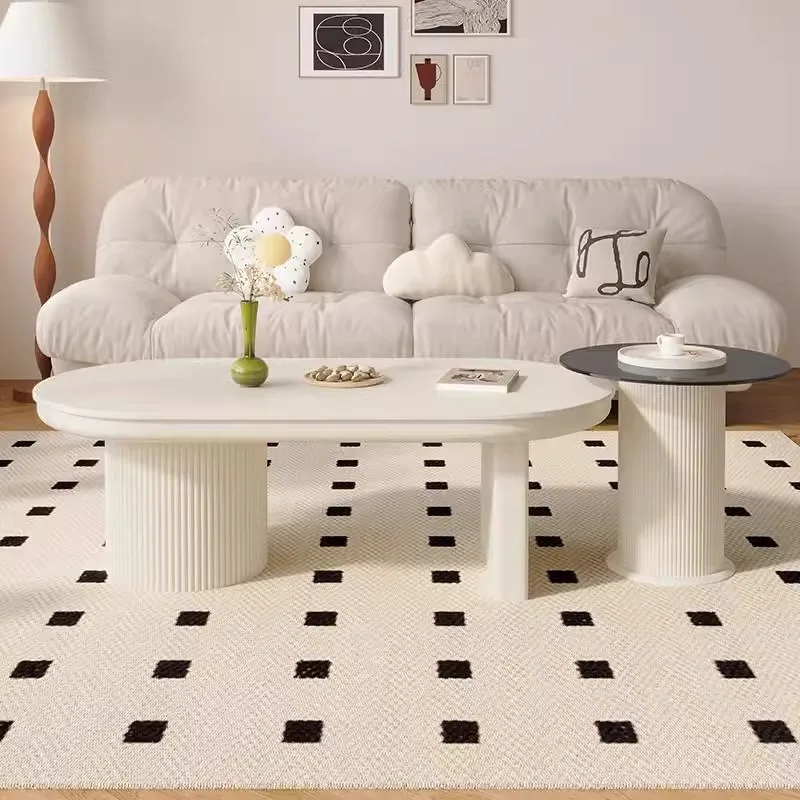 

For Luxury Design Coffee Table Creamy White Aesthetic Nordic Living Room Side Table Designer Modern Mesa Centro Salon Furniture