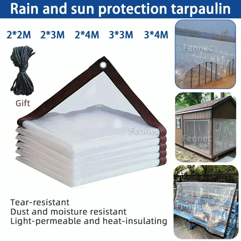 1 x robuste, durchsichtige Vinyl-Plane, wasserdicht, winddicht, für Outdoor, Garten, Gewächshaus, Hühnerstall, Dach