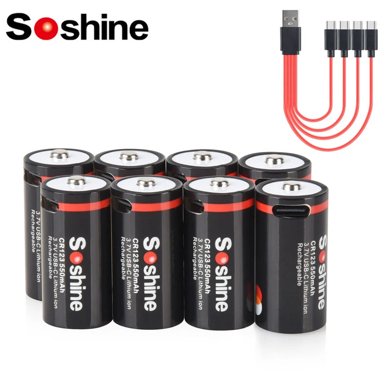 Soshine-batería recargable USB 16340 para linterna de cámara, pila de litio 550 Original, 3,7 mah, 100% V, CR123, RCR123