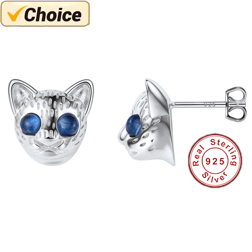 

925 Sterling Silver Cat Stud Earrings For Women Gift Hypoallergenic Sterling-silver-jewelry Prevent Allergy