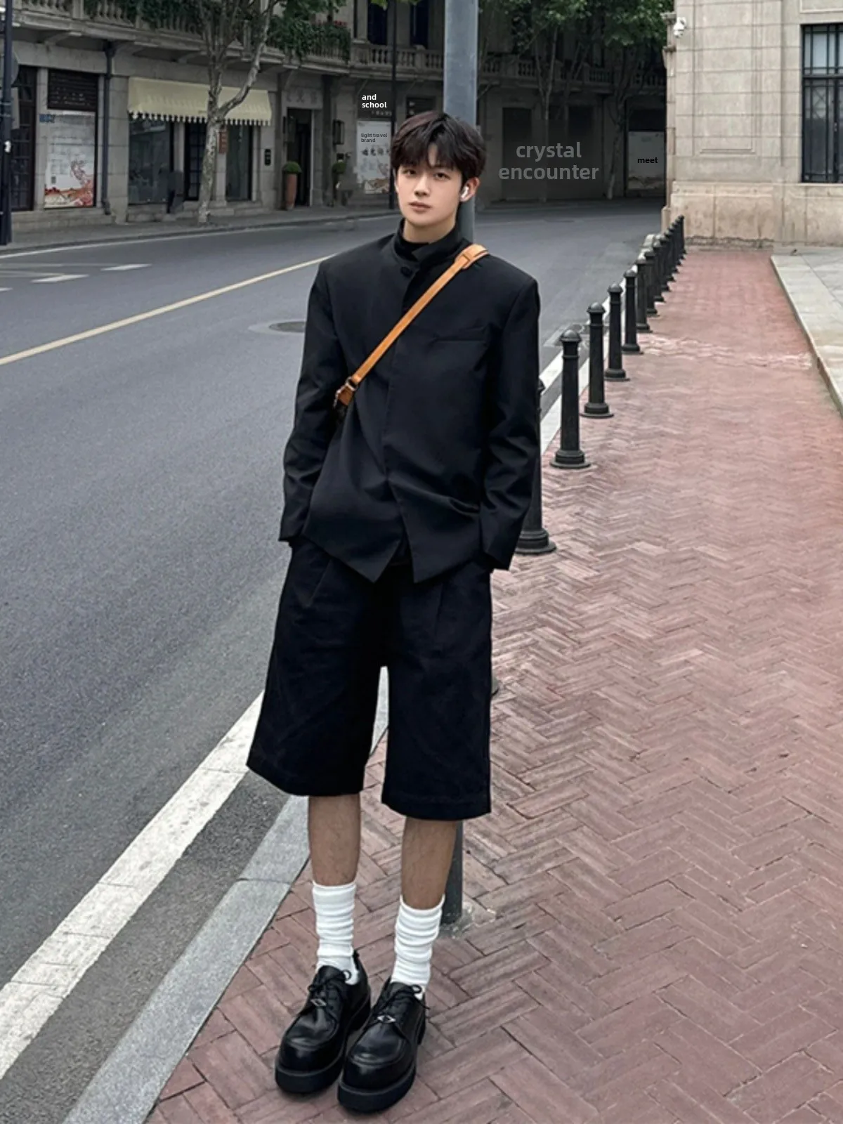 

Bla American Sle Men's Summer ort Pants Dra Suit Pants Youthful Cool Five-Quarter Length Straight Leg Trousers