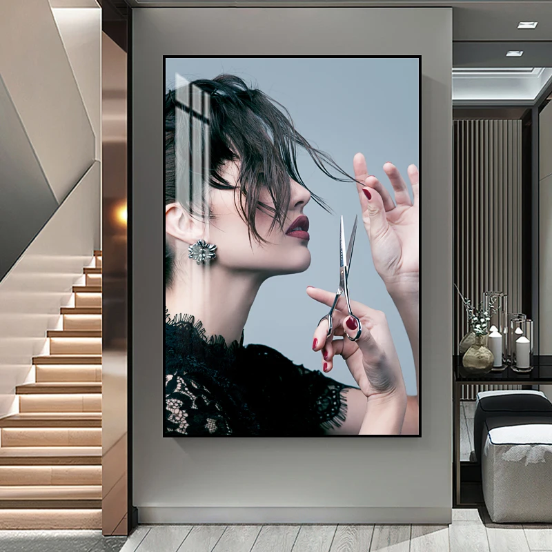 Modern Barber Shop Decorative Painting Hair Salon Hair Salon Hairstyle Posters and Prints for Porch Living Room Wall Art Cuadros