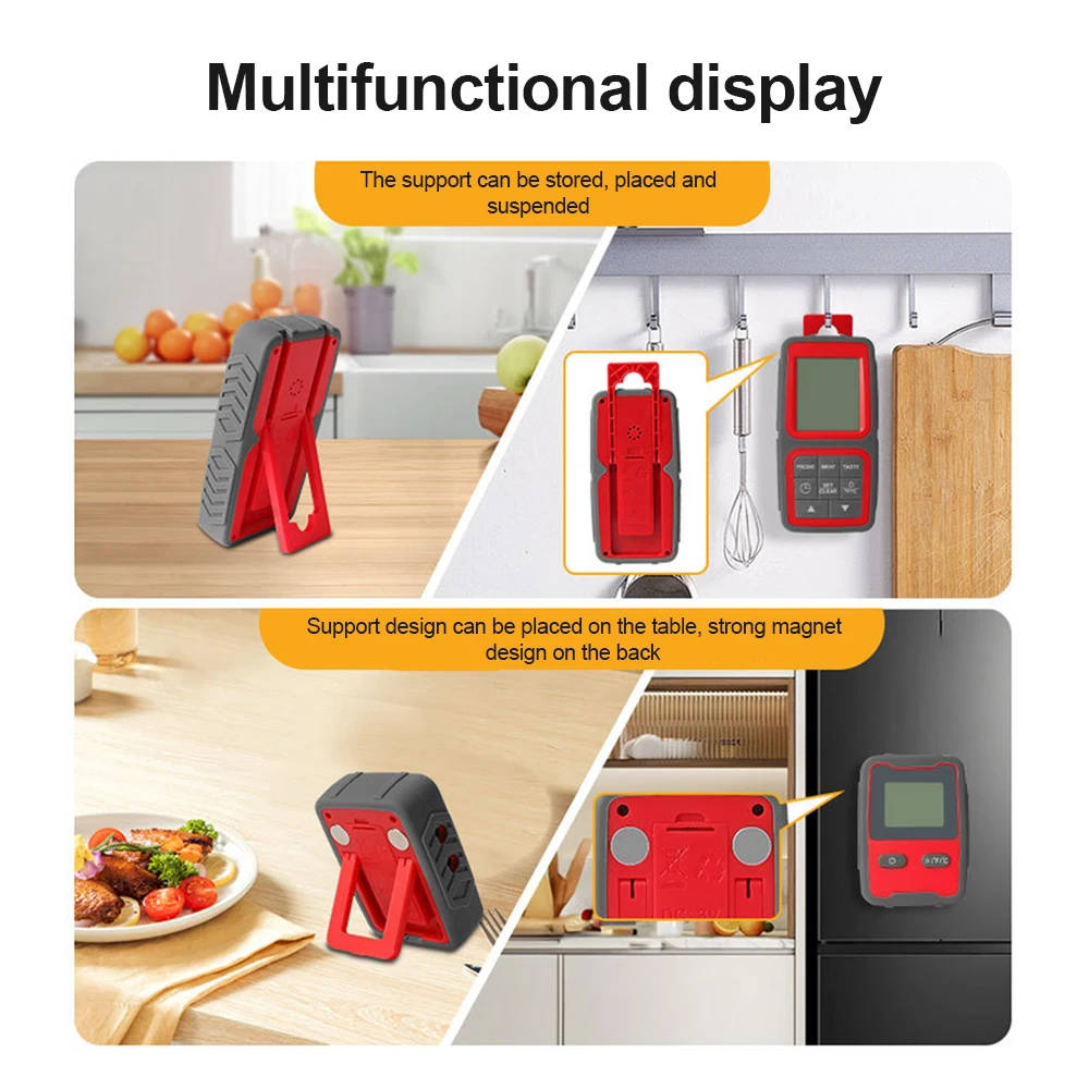 Inteligentny termometr do mięsa Cyfrowy bezprzewodowy z podwójnymi sondami Natychmiastowy odczyt Magnetyczny termometr do żywności Kontrola