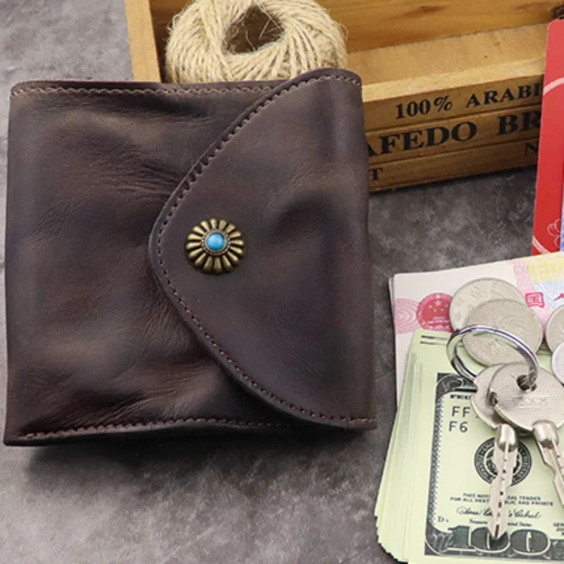 New Men's Long Genuine Leather Wallet Top Layer Cowhide Vintage 70% off Large Capacity Multi-Functional Wallet