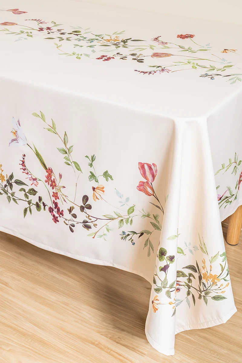 Pastoral Light Luxury Ins Hand-Painted Tablecloth Nordic Flower Plant Waterproof Oil-Proof Tablecloth