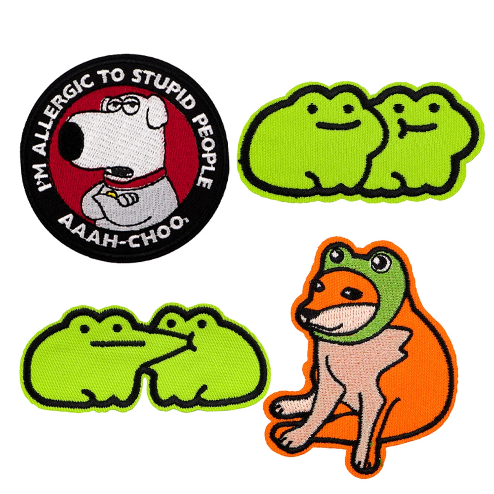 Śliczne naszywki Shiba Inu na ubrania DIY Cartoon Frog Odznaki Naszywki na ubrania Paski Haftowana naszywka na odzież