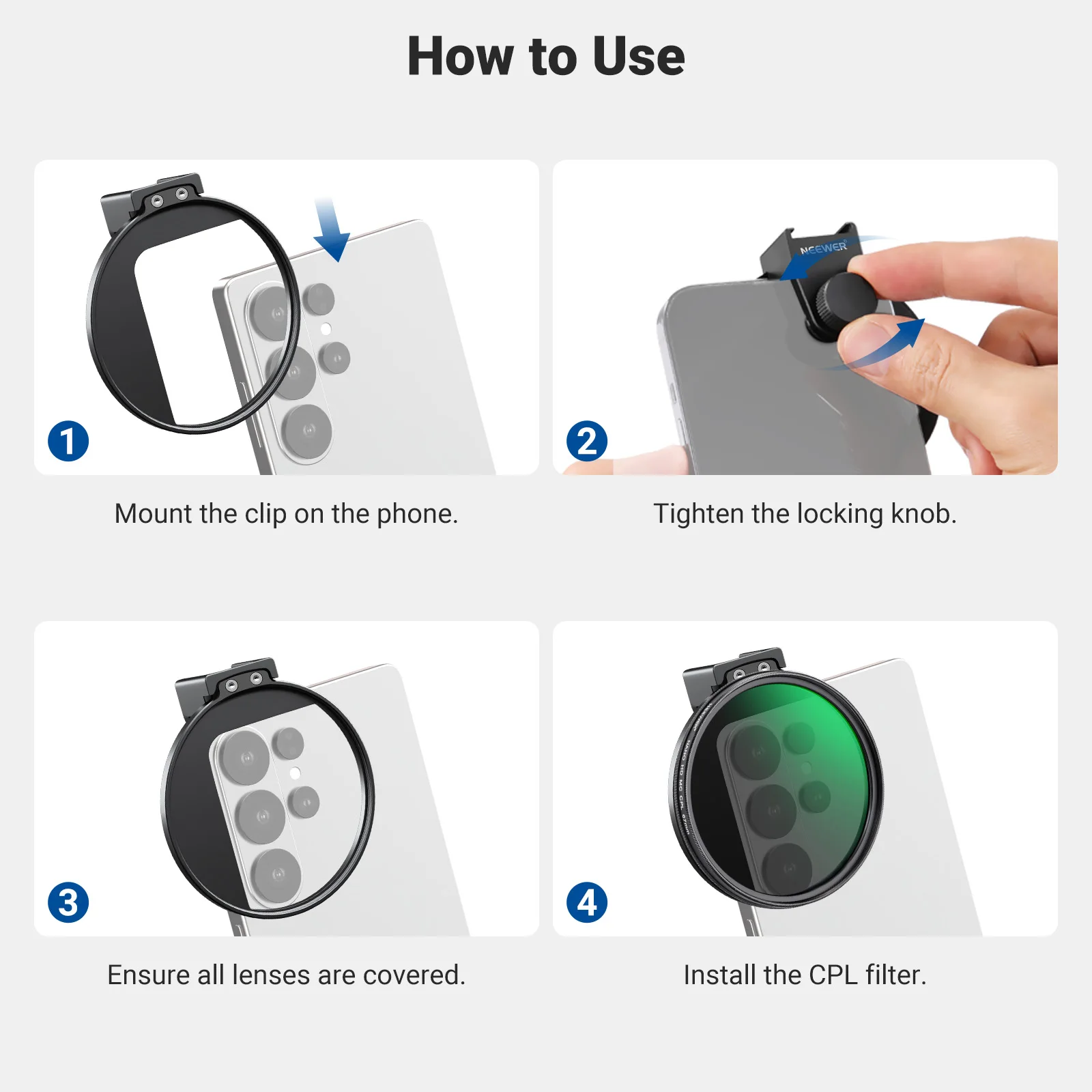 NEEWER 67mm Handy-CPL-Filter mit Cold-Shoe-Clip, HD-Zirkularpolarisationsfilter für Samsung S26 Ultra iPhone 17 Pro/Pro Max – Detail 8