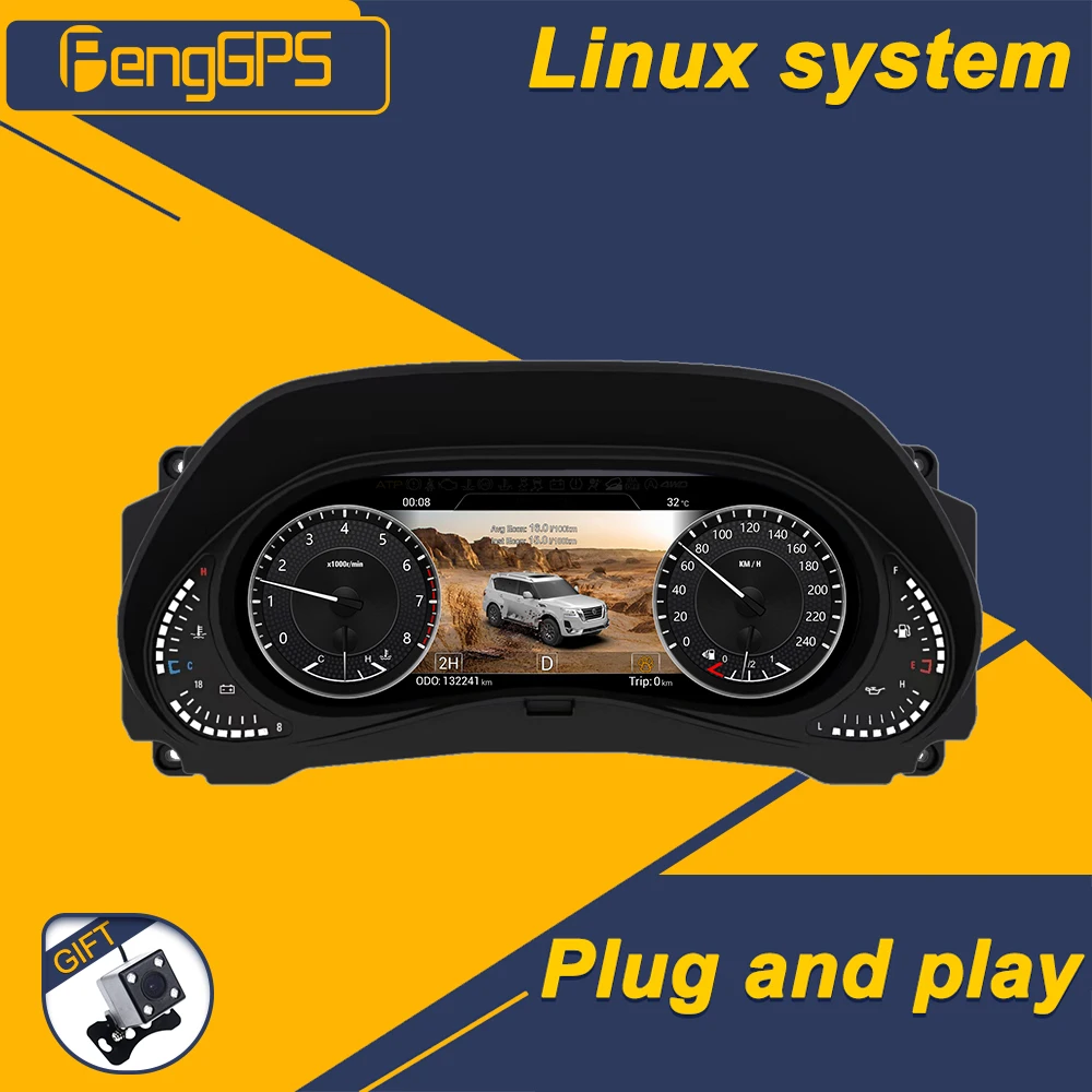 

Для Nissan Patrol Y62 2010-2021 автомобильный ЖК-дисплей приборной панели цифровой кластер виртуальный кабинет инструмент Linux панель спидометра аксессуары