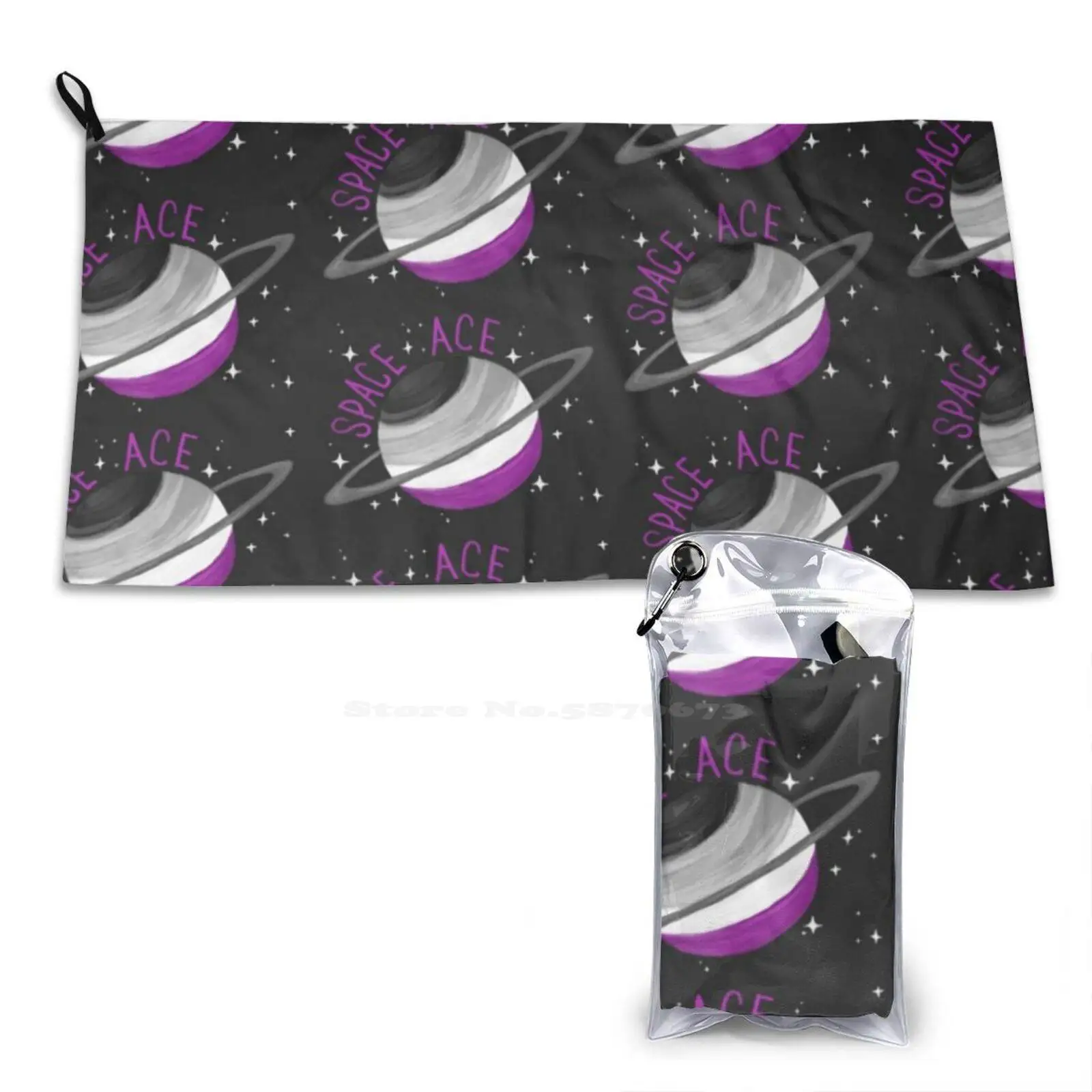 Space Ace Saturn Soft Towel Quick Dry Beach Towel Space Ace Asexuality Lgbtq Saturn Ace Pride Asexual Pride Flag