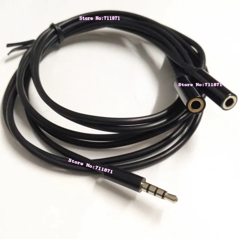 One Male two Female TRRS 3.5mm Audio cable Line Connect Dual headphone 3.5 audio cable Male to Female 3.5 Audio extension cord