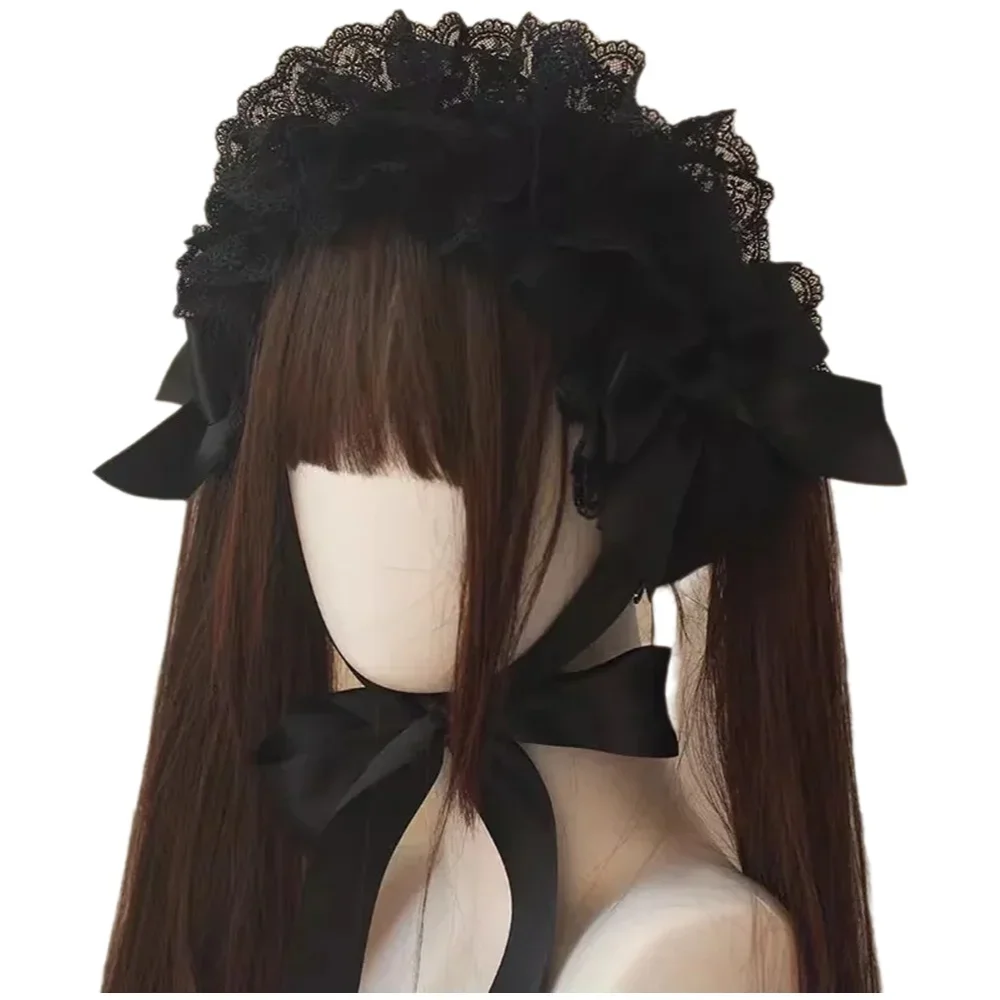 Precioso lazo dulce Lolita encaje flor aro de pelo Anime mucama Cosplay orejas de cabra diadema accesorio hecho a mano enteros