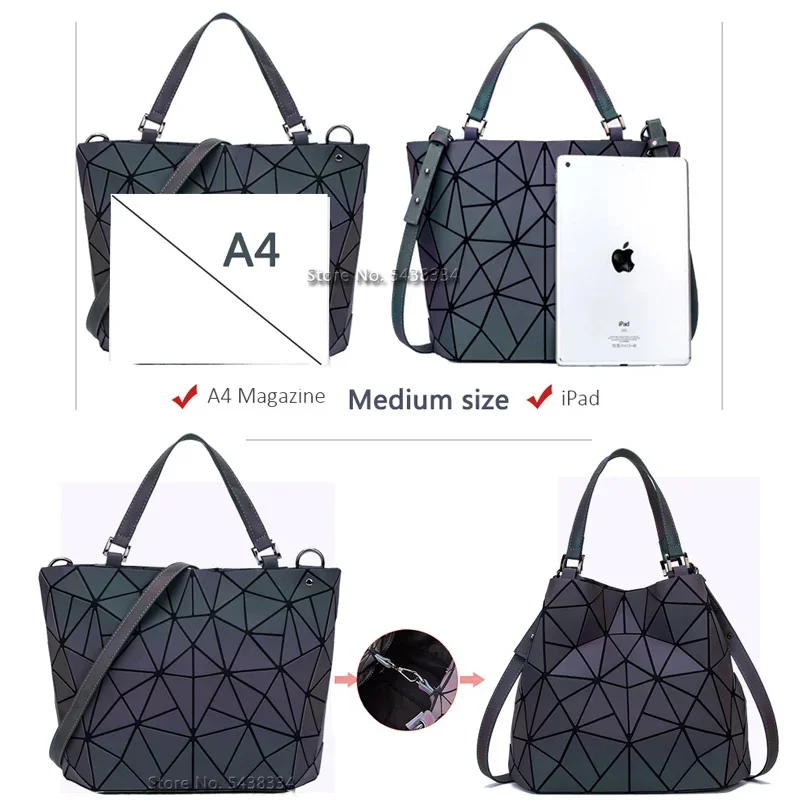 Women Handbags Bag Set Crossbody s For Luminous bao bag Geometric Shoulder Female Purse Handbag Tote Holographic