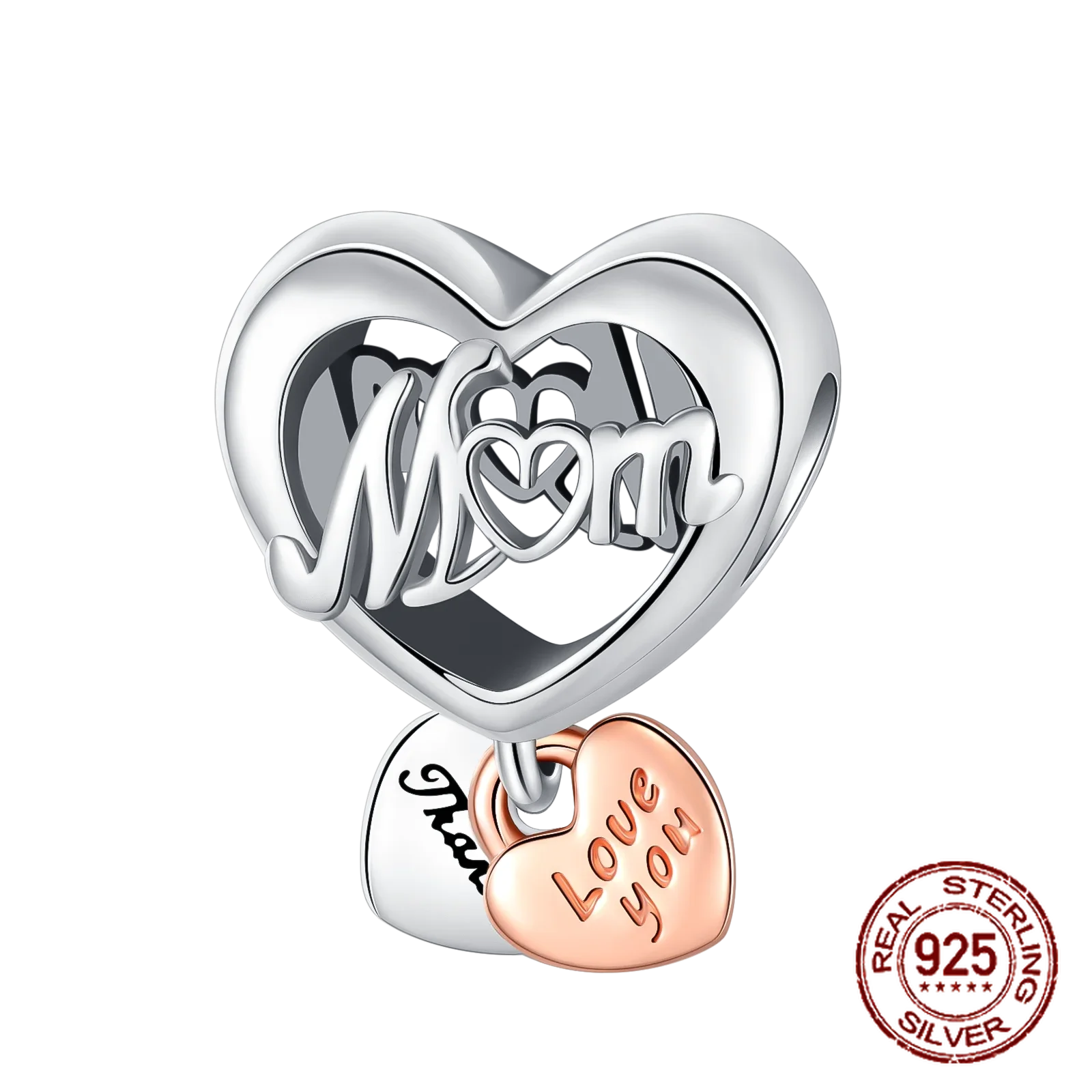 925 Sterling Silver Heart & Mum Dangle Dream Catcher Charm Fit Original Bracelet DIY Jewelry For Women Bracelet Diy Beads