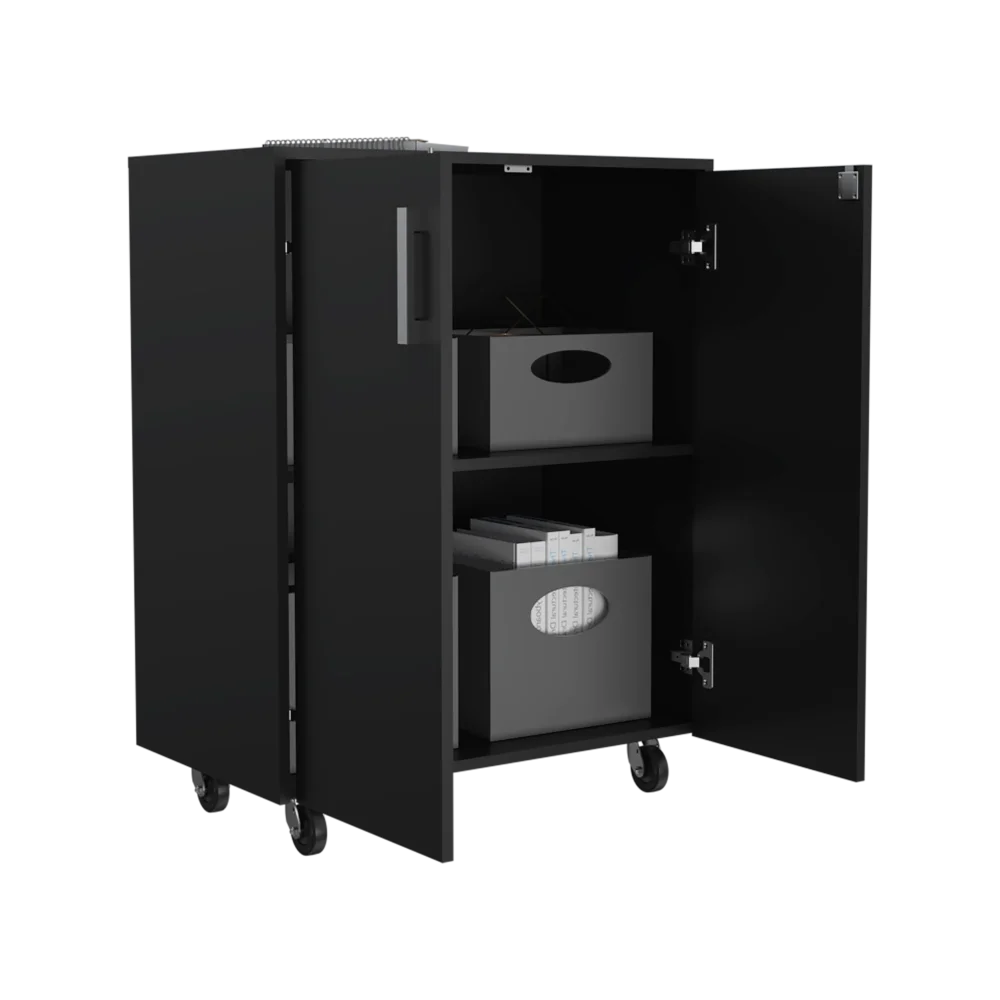 

Шкаф для хранения львов с двойной дверью и роликами, отделка черного цвета Wengue