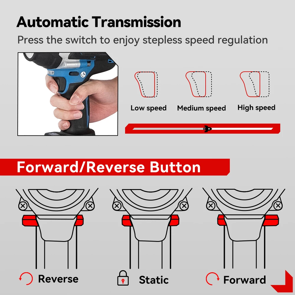 ONEVAN 1800N.M Torque Brushless Electric Impact Wrench Cordless Battery Screwdrive Drill Power Tools For Makita 18V Battery