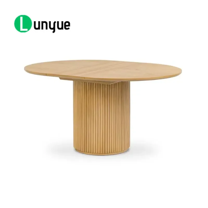 Modern MDF Retractable Dining Table Concave Convex Base High Quality Furniture for Home Hotel Use Factory Supply Space Saving