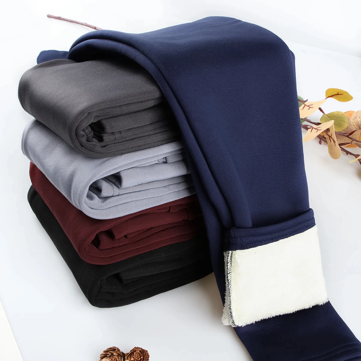 النساء الشتاء رشاقته الدافئة طماق لامب الكشمير طماق عالية الخصر الصوف الجوارب المرنة الجوارب الدافئة السراويل ضئيلة المخملية يغطي الرجل