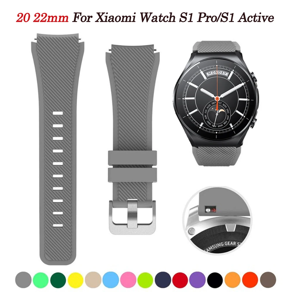 20mm 22mm Smartwatch Silicone Strap For Xiaomi Watch S1 Pro/Global Version Watchbands For Mi S1 Active/MiBro Color-Lite Bracelet